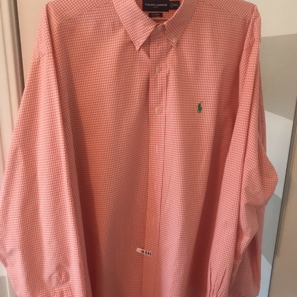 Ralph Loren Dress Shirt XXL Orange & White 2XL
